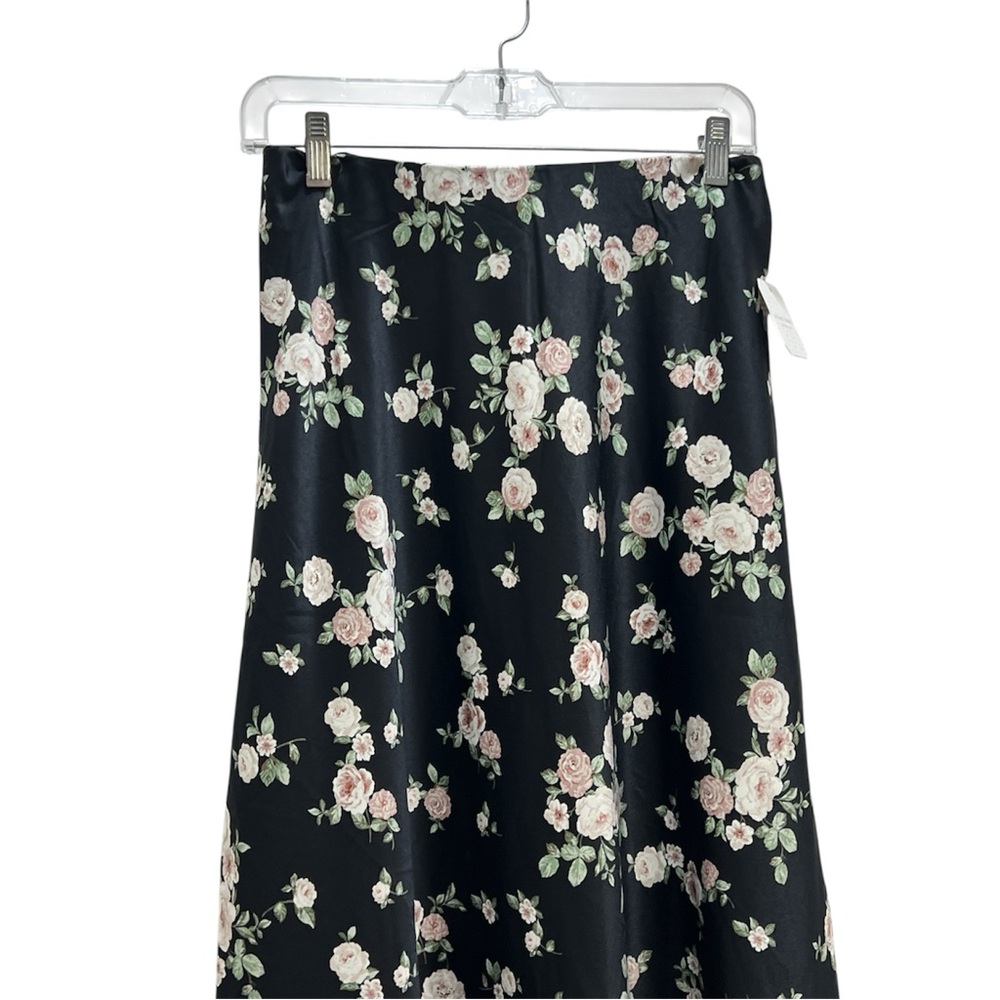Altar’d State NWT Floral Black silky Maxi Skirt size Small cottage core romantic - Picture 2 of 5
